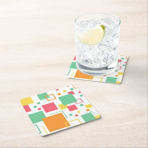 Retro Mod Citrus Square Paper Coaster