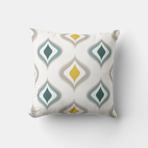 Retro Mod Drop Pillow Aqua Teal Blue Mustard Pink