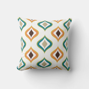 Retro Mod Drops Pillow Yellow Teal Orange Green