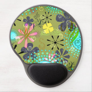 Retro Mod Floral Pattern Gel Mouse Pad