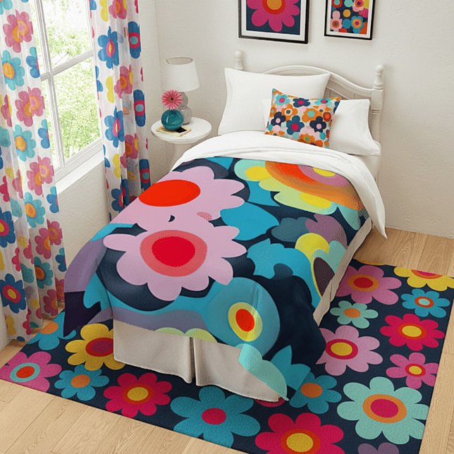 Retro mod flowers  duvet cover (Creator Uploaded)