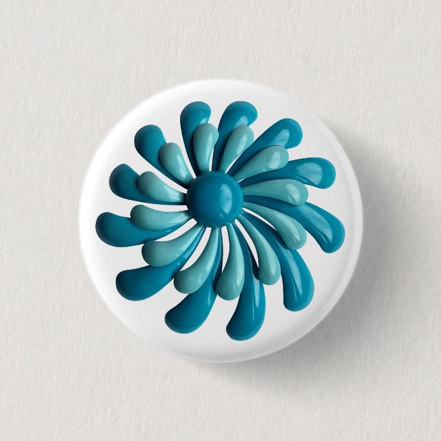 Retro MOD Flowers - Floral Spring Summer Garden Button (Front)