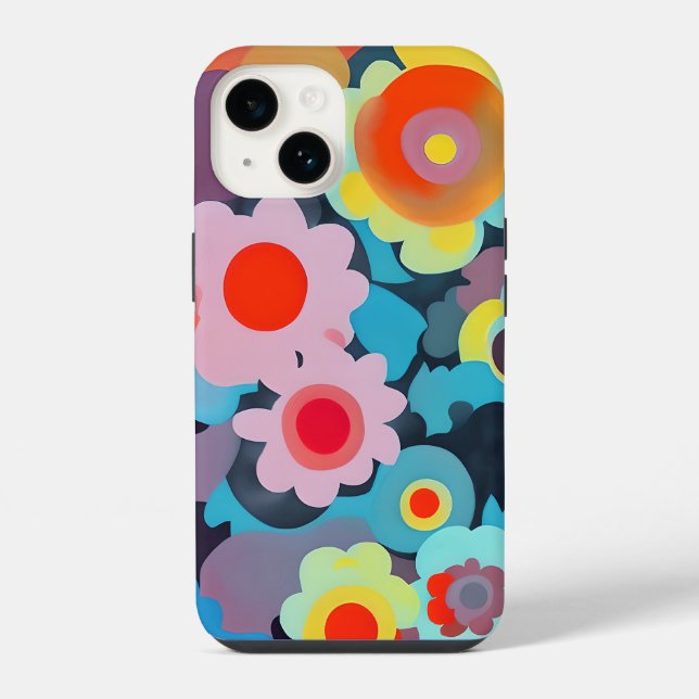 Retro mod flowers  iphone case (Back)
