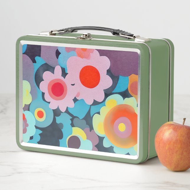 Retro mod flowers metal lunch box (In Situ)