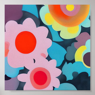 Retro mod flowers  poster