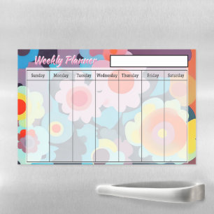 Retro mod flowers weekly planner magnetic dry erase sheet