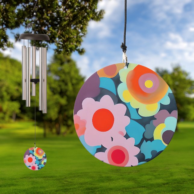 Retro mod flowers wind chime  (Outdoor)