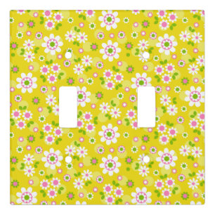 Retro Mod Flowers Yellow & White Light Switch Cover