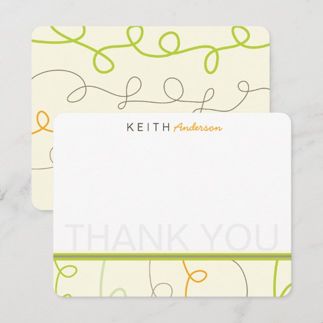Retro Mod Fun Scribbles Children Kids Birthday Thank You Card (Front/Back)