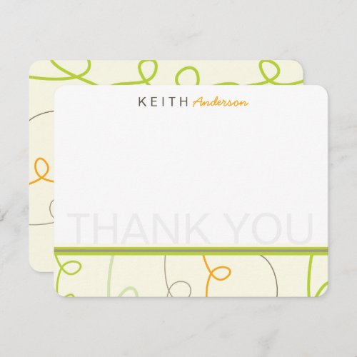 Retro Mod Fun Scribbles Children Kids Birthday Thank You Card