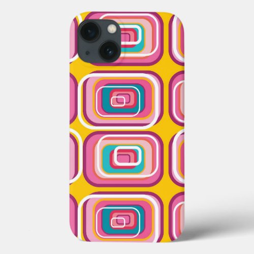 Retro Mod Funky Pink Squares Pattern Phone Case