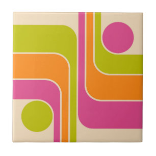 Retro Mod Geometric Design Ceramic Tile