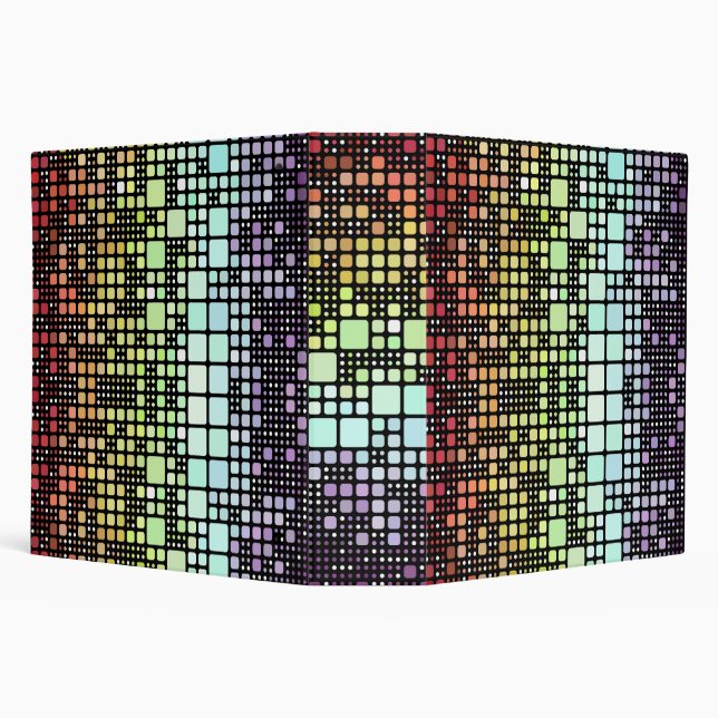 Retro Mod Geometric Groovy Funky Neurogender Pride 3 Ring Binder (Background)