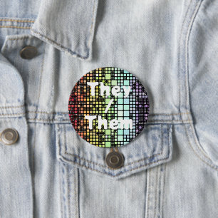 Retro Mod Geometric Groovy Funky Neurogender Pride Button