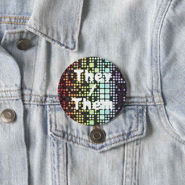 Retro Mod Geometric Groovy Funky Neurogender Pride Button (In Situ)