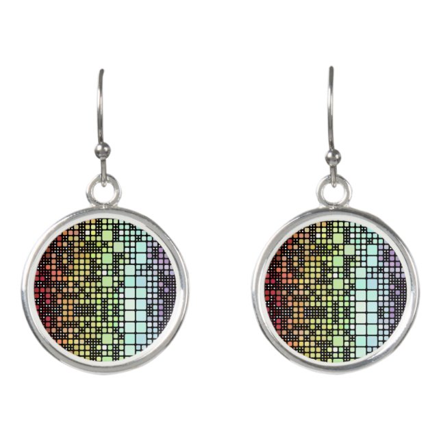 Retro Mod Geometric Groovy Funky Neurogender Pride Earrings (Front)