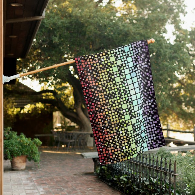 Retro Mod Geometric Groovy Funky Neurogender Pride House Flag (In SItu)