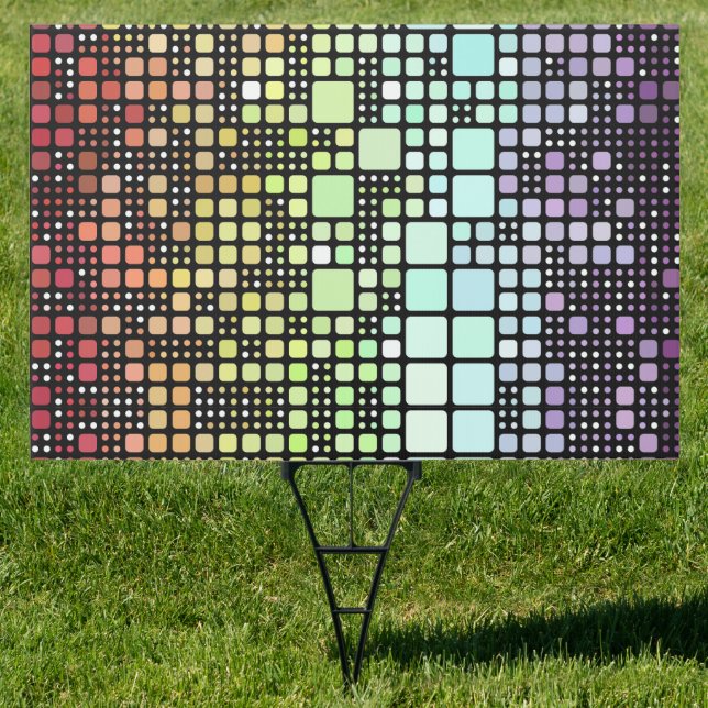 Retro Mod Geometric Groovy Funky Neurogender Pride Sign (Insitu)