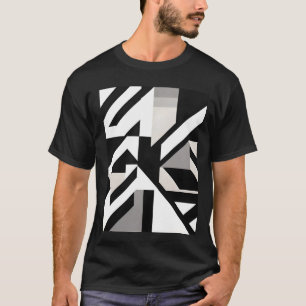 Retro Mod Geometric T-Shirt – Black White Gray 