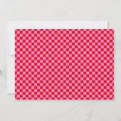 Retro Mod Groovy Bold Pink Red Checkerboard Save The Date (Back)