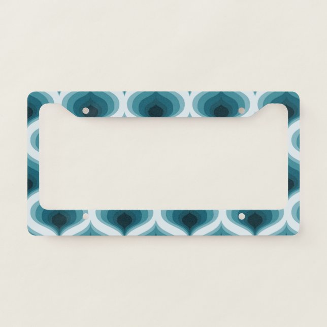 Retro Mod Mid Century Blue License Plate Frame (Front)