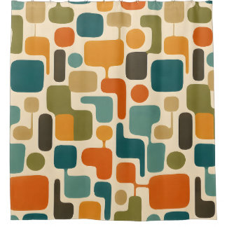 Retro Mod Mosaic Shower Curtain
