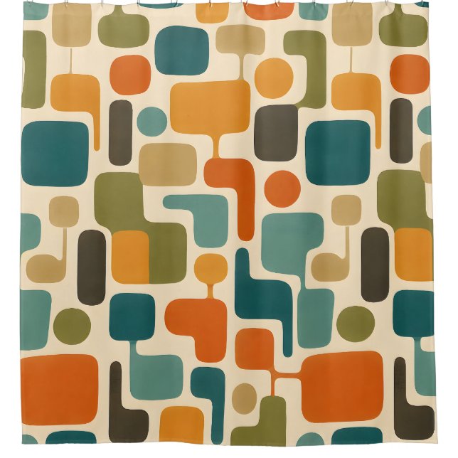 Retro Mod Mosaic Shower Curtain  (Front)