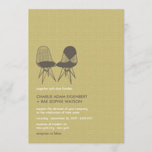 Retro Mod Perfect Chair Pair Eames 2 Wedding Invitation
