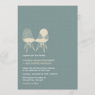 Retro Mod Perfect Chair Pair Eames Wedding Invite