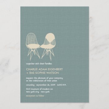 Retro Mod Perfect Chair Pair Eames Wedding Invite by fatfatin_box at Zazzle