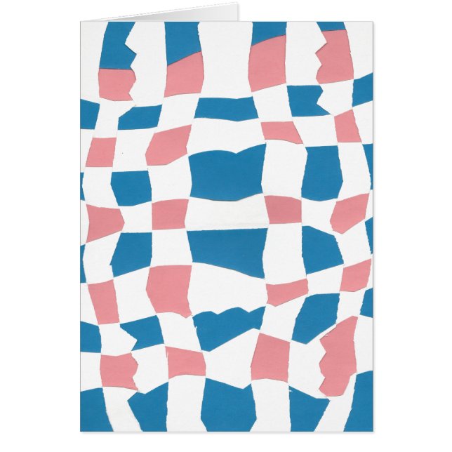 Retro Mod Pink Blue Checkerboard Abstract (Front)