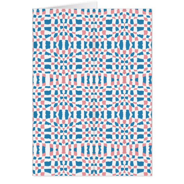 Retro Mod Pink Blue Checkerboard Abstract (Front)