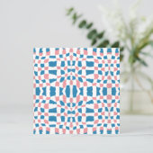 Retro Mod Pink Blue Checkerboard Abstract (Standing Front)