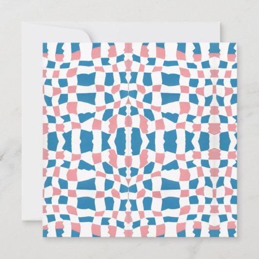 Retro Mod Pink Blue Checkerboard Abstract (Front)