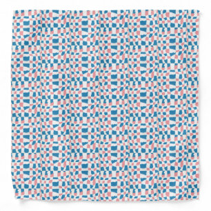 Retro Mod Pink Blue Checkerboard Abstract Bandana