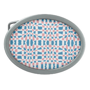 Retro Mod Pink Blue Checkerboard Abstract Belt Buckle