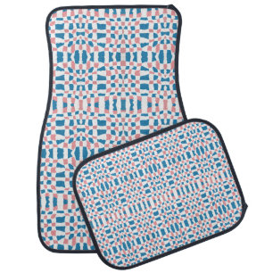Retro Mod Pink Blue Checkerboard Abstract Car Floor Mat