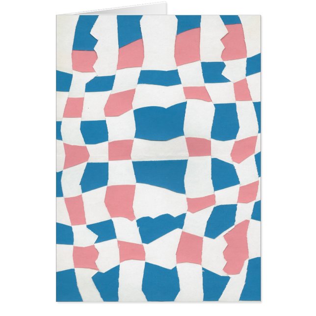 Retro Mod Pink Blue Checkerboard Abstract Cards (Front)