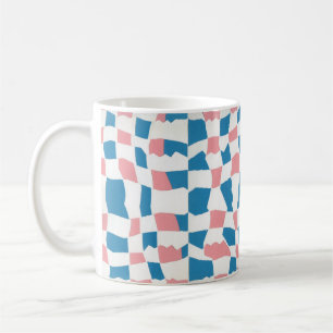 Retro Mod Pink Blue Checkerboard Abstract Coffee Mug