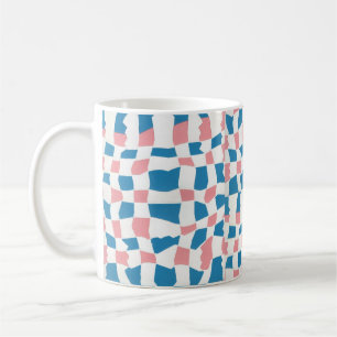 Retro Mod Pink Blue Checkerboard Abstract Coffee Mug