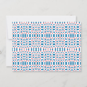 Retro Mod Pink Blue Checkerboard Abstract Invitation