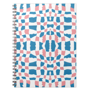 Retro Mod Pink Blue Checkerboard Abstract Notebook