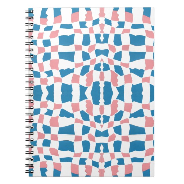 Retro Mod Pink Blue Checkerboard Abstract Notebook (Front)