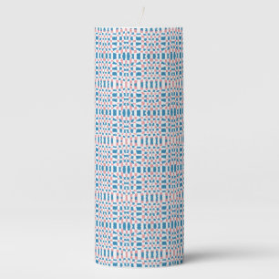 Retro Mod Pink Blue Checkerboard Abstract Pillar Candle