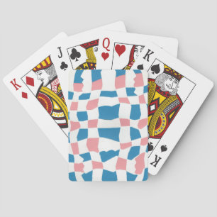 Retro Mod Pink Blue Checkerboard Abstract Poker Cards