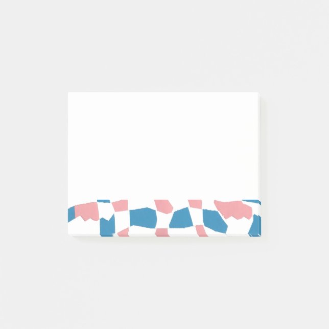 Retro Mod Pink Blue Checkerboard Abstract Post-it Notes (Front)