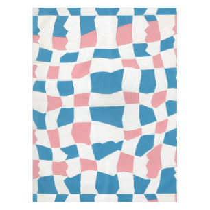 Retro Mod Pink Blue Checkerboard Abstract Tablecloth