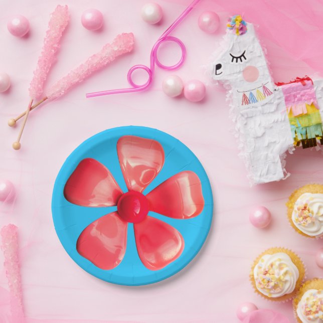 Retro MOD Pink Flower Floral Spring Garden Wedding Paper Plates (Party)