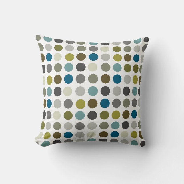 Retro Mod Polka Dot Pattern Throw Pillow (Front)