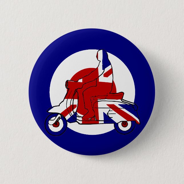 Retro Mod Scooter Boy UK Button (Front)